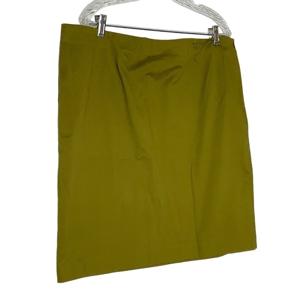 J. Jill olive green, a line skirt with back split. Size 18